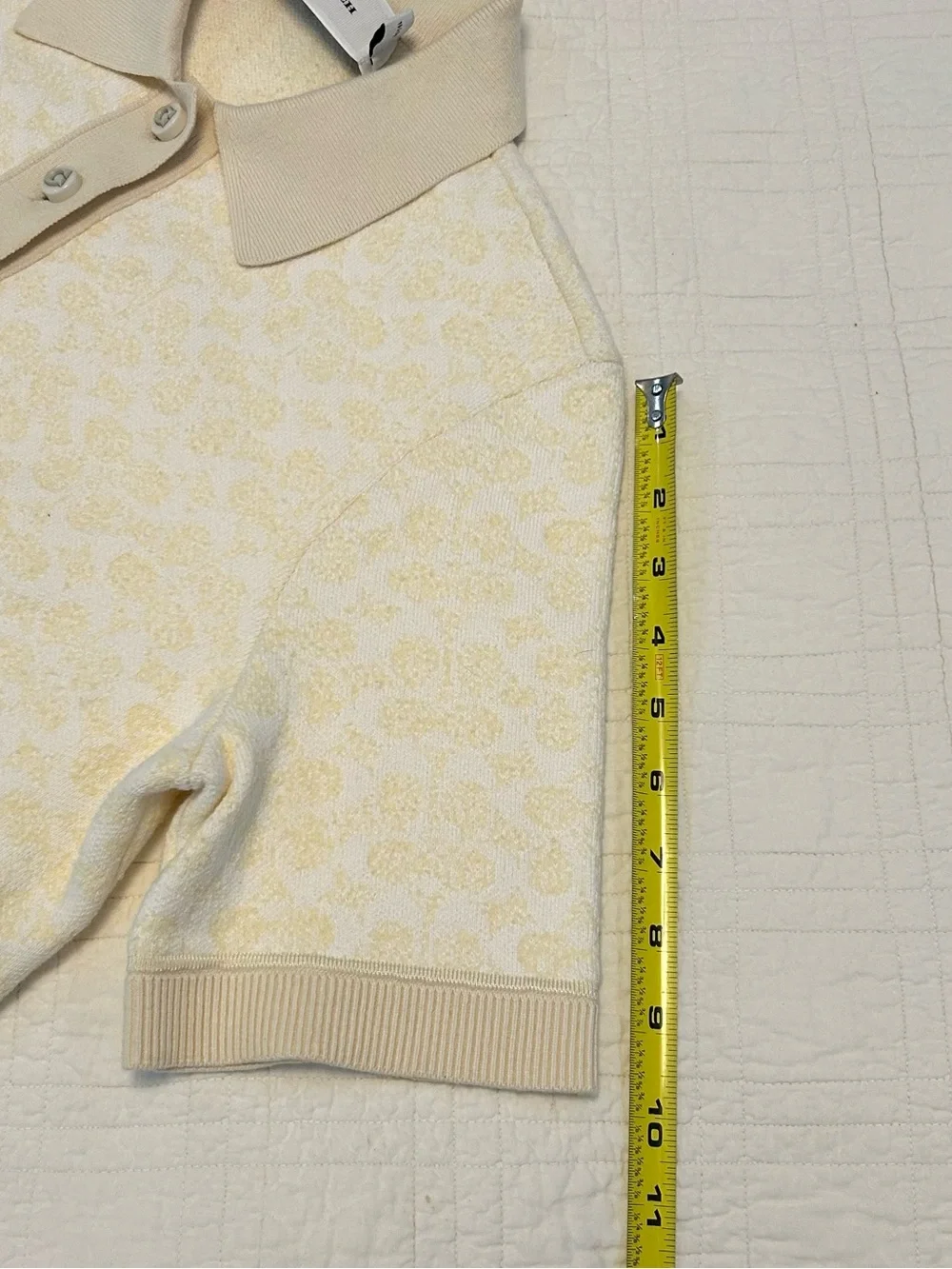 NWOT Coach Sporty Cropped Polo in Soft Cream Cotton Blend Jacquard.